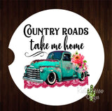 Country Roads Take Me Home Set of 2 Car Coasters - Car Coasters