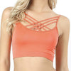 Criss Cross Seamless Bralette - S/M / Coral- No Padding