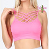 Criss Cross Seamless Bralette - S/M / Neon Pink