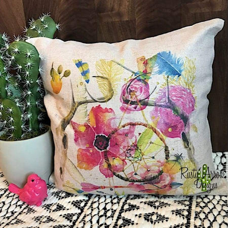 Cactus and Flowers Pillow Cover