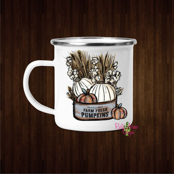 Farm Fresh Pumpkins 11oz Metal Camp Coffee Mug - Mug