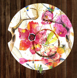 Floral Dream Catcher with Horns Set of 2 Car Coasters - Car Coasters