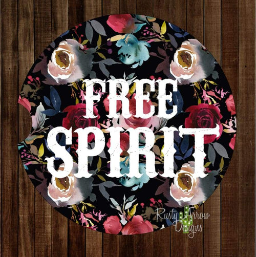 Floral Free Spirit Set of 2 Car Coasters - Car Coasters