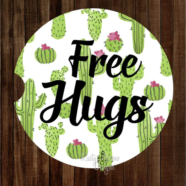 Free Hugs Set of 2 Car Coasters - Car Coasters