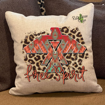 Red and Turquoise Cheetah Texas Pillow Cover