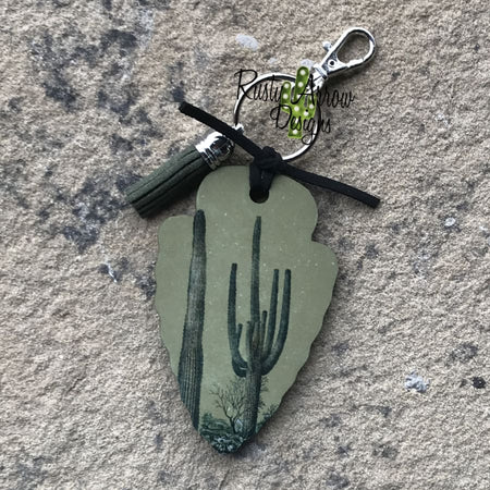 Cactus and Roses Arrow Head Key Chain