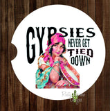 Gypsies never get Tied down Set of 2 Car Coasters - Car Coasters
