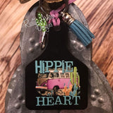 Hippie Heart Livestock Ear Tag Key Chain