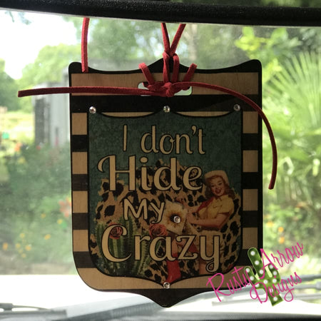 Guts, Grits, and Lipstick Rear View Mirror Charm, Bag Tag, or Christmas Ornament