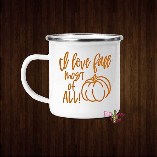 I love Fall 11oz Metal Camp Coffee Mug - Mug
