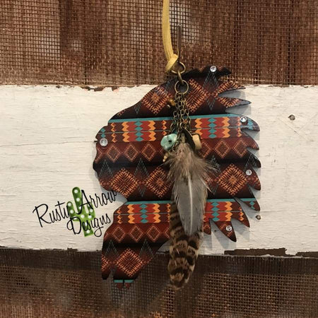 Big Thunder Indian Chief Rear View Mirror Charm, Bag Tag, or Christmas Ornament