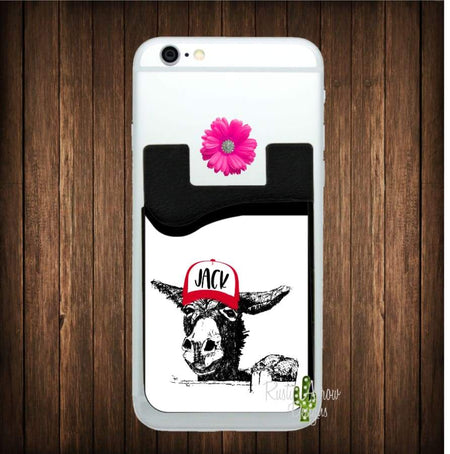 Black Skull with Flowers Cell Phone Card Caddy