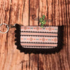 Key Chain Wallet - White Black and Orange Aztec