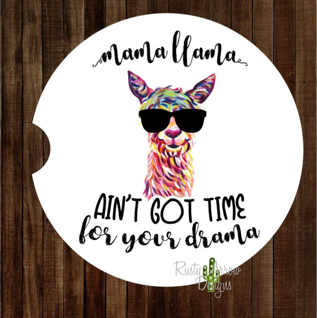 Llama Drama Set of 2 Car Coasters - Car Coasters