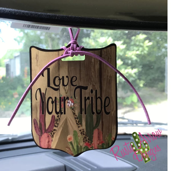 Love your Tribe Rear View Mirror Charm Bag Tag or Christmas Ornament