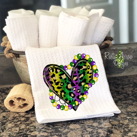 Trio Cheetah Hearts Waffle Weave Tea Towel
