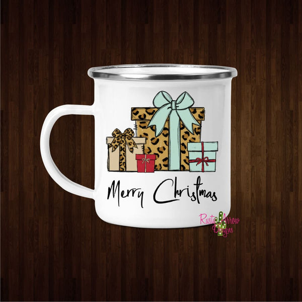 Merry Christmas Cheetah Presents 11oz Metal Camp Mug - Mug
