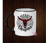 Merry County Christmas Coffee Mug - 11 Oz Ceramic mug with black handle - Mug