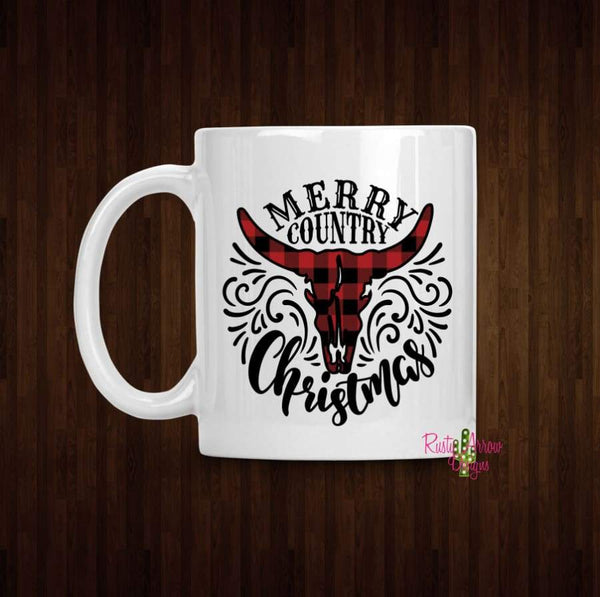 Merry County Christmas Coffee Mug - 11 oz White Ceramic - Mug