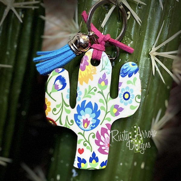 Mexico Flowers Cactus Key Chain