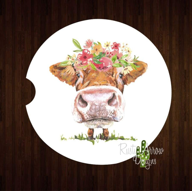 Mooo Cow Set of 2 Car Coasters - Car Coasters