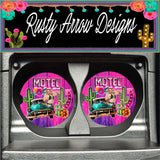 Motel Cactus Set of 2 Car Coasters - Car Coasters