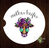 Mother Heifer Set of 2 Car Coasters - Car Coasters