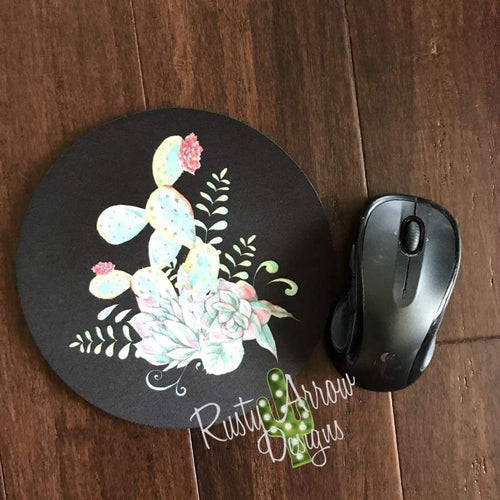 Neon Cactus 8 Neoprene Round Mouse Pad - Mouse Pad