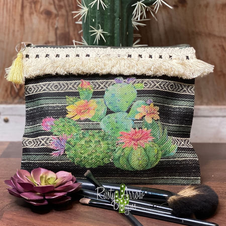 Black Aztec Cactus Makeup/ Cosmetic Bags