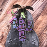 Neon Purple Snake Print Cactus Key Chain