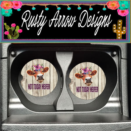 Turquoise and Purple Cactus Set of 2 Car Coasters
