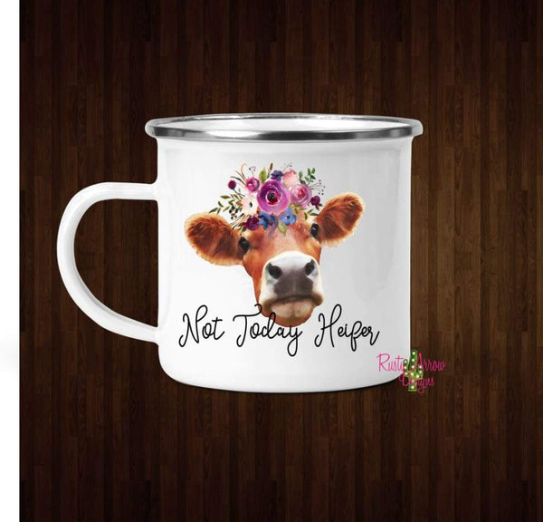 Not today Heifer Coffee Mug - 11 oz. Camp Cup Mug Stainless Steel - Mug