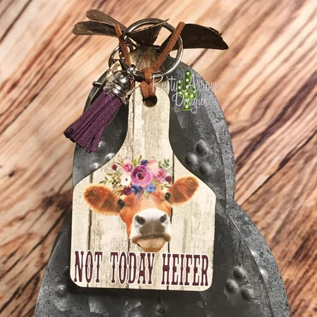 I don't own Cows they Own Me Livestock Ear Tag Key chain