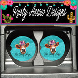 Not today Heifer Turquoise Set of 2 Car Coasters - Car Coasters