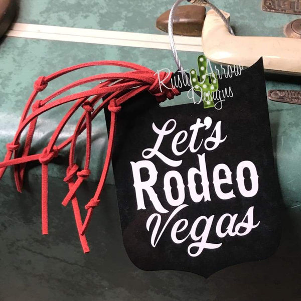 Rodeo Vegas NFR Luggage Tags - Black Lets Rodeo / Printed