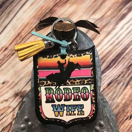 Western Motel Rodeo Back Tag Key Chain