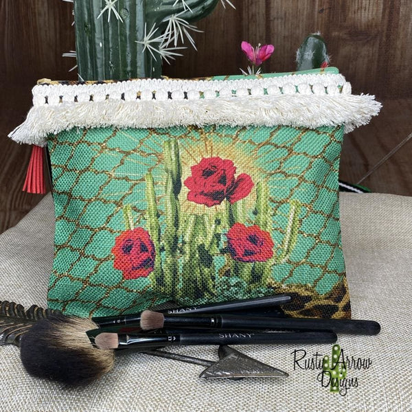 Roses and Turquoise Makeup/ Cosmetic Bags