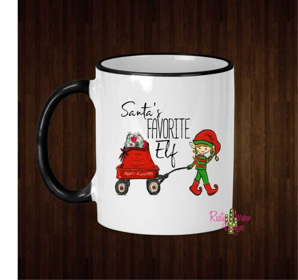 Santas Favorite Elf Coffee Mug - 11 Oz Ceramic mug with black handle - Mug