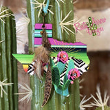 Serape Aztec with Cactus Texas Rear view mirror charm Rear view mirror accessories Rear view mirror accessory rear view mirror ornament