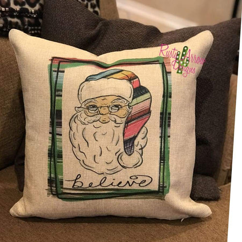 Serape Santa Believe Pillow Cover - Pillow