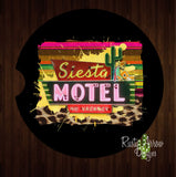 Siesta Motel Background Set of 2 Car Coasters - Car Coasters
