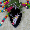 Skull With Flowers Arrow Head Key Chain - Key Chain