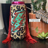 Slim Turquoise Lightning Bolt Fringe Koozie - Koozie