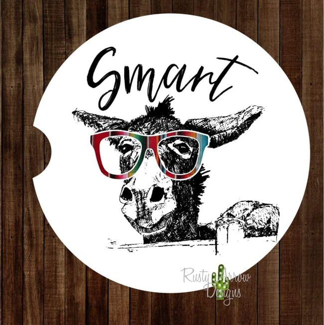 Smart A** with Black Letters Set of 2 Car Coasters - Car Coasters