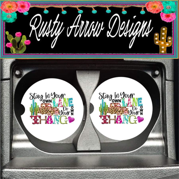 Stay in Your Own Lane Set of 2 Car Coasters - Car Coasters