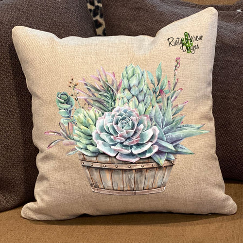 Succulent Basket Pillow Cover - Pillow