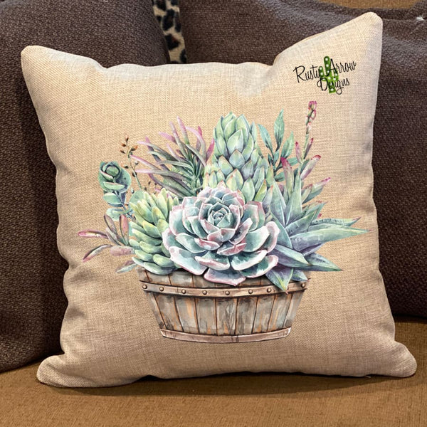 Succulent Basket Pillow Cover - Pillow