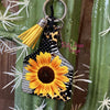 Sunflower Livestock Ear Tag Keychain