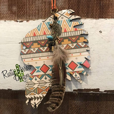 Fearless Indian Chief Rear View Mirror Charm, Bag Tag, or Christmas Ornament
