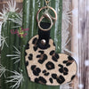 Tan Cheetah Heart Key Chain
